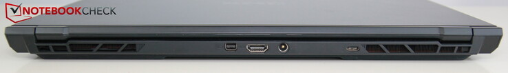 Задняя сторона: miniDP, HDMI, разъем питания, USB-C 3.2 Gen 2 (+ DisplayPort)