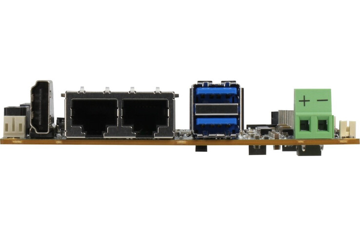 SBC Aaeon PICO-ARU4 обладает приличным набором портов, учитывая его размеры, включая два LAN-порта. (Источник изображения: Aaeon)