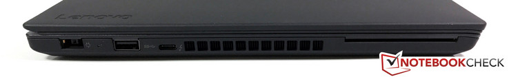 Слева: гнездо зарядного устройства, USB 3.0, USB Type-C / Thunderbolt 3, SmartCard