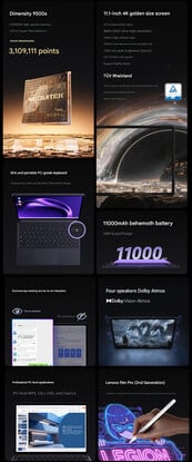 Основные характеристики игрового планшета 2026 Legion Y900 11 (машинный перевод)