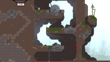 На картинке: Скриншот игрового процесса из Super Meat Boy.