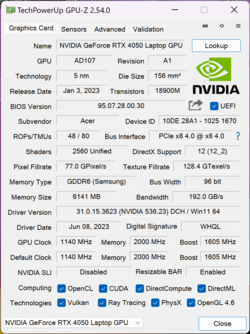 GPU-Z Nvidia GeForce RTX 4050