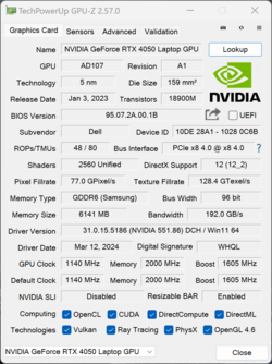 GPU-Z Nvidia GeForce RTX 4050