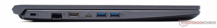 Левая сторона: слот Kensington, RJ-45, HDMI, USB 3.2 Gen 1 Type-C, 2x USB 3.2 Gen 1 Type-A