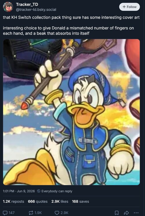Иллюстрация Дональда Дака, показанная на обложке Kingdom Hearts Collection