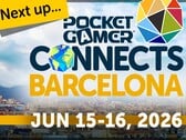 Официальный рекламный плакат мероприятия Pocket Gamer Connects Barcelona 2026.