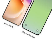Vivo X300 рядом с iPhone 16 Pro, слева направо. (Источник изображения: Han Bo Xiao - отредактировано)