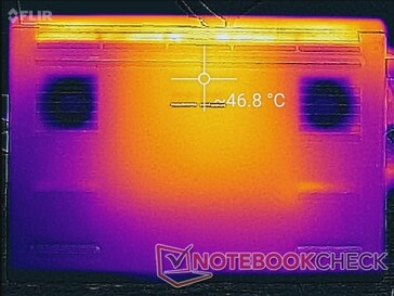 Нагрев под нагрузкой, днище ноутбука