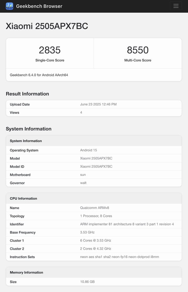 (Источник изображения: Geekbench)