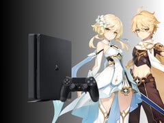 Персонажи Genshin Impact изображены рядом с PS4 (Источник изображения: Cognosphere, Sony PlayStation с правками)