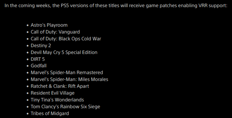 Список игр для PS5, которые получат поддержку VRR (Изображение: Sony)