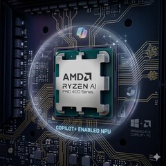 AMD Ryzen AI PRO 400 Series с тематическим фоном Copilot, созданным искусственным интеллектом.