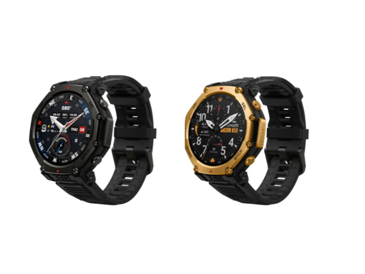 Смарт-часы Amazfit T-Rex 3 Pro 48 мм в цвете Tactical Black (слева) и Black Gold (справа). (Источник изображения: Shopee)