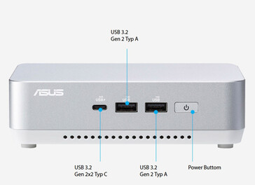 Внешние соединения на Asus NUC 14 Pro+ - спереди (источник: Asus)