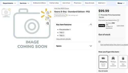 Показан листинг Walmart для предварительного заказа Gears of War: E-Day PS5