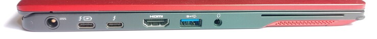 Левая сторона: разъем питания, 2x Thunderbolt 3, HDMI, 1x USB Type-A 3.1 Gen1, 3.5-мм аудио разъем, считыватель смарт-карт