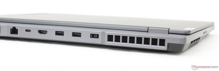 Задняя сторона: гигабитный Ethernet, USB-C 3.2 Gen. 2 (DisplayPort 1.4 + Power Delivery), HDMI 2.1, 2x USB-A 3.2 Gen. 1, разъем питания