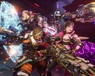 Охотники за хранилищами Borderlands 4 стоят спина к спине в бою с пылающим оружием