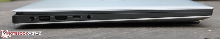 Левая сторона: разъем питания, USB 3.0, HDMI, USB Type-C Gen. 2 + Thunderbolt 3, комбинированный аудио разъем
