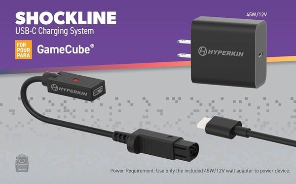 В комплект Hyperkin Shockline Kit для GameCube входит адаптер USB-C мощностью 45 Вт.