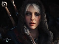 Рекламное изображение «Ведьмака 4»: крупный план Цири на фоне двух мечей