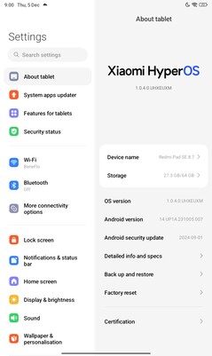 Программное обеспечение Xiaomi Redmi Pad SE 8.7
