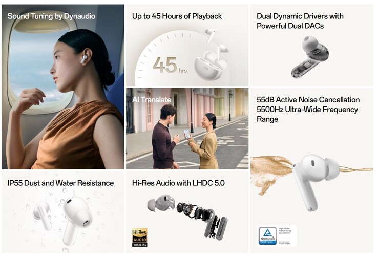 Беспроводные наушники Enco X3s оснащены двойными динамиками и воспроизводят звук в высоком разрешении через LHDC 5.0 (Источник изображения: Oppo)