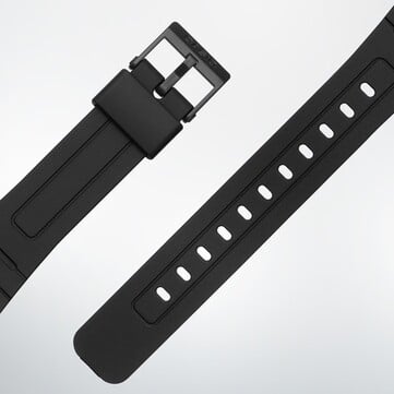 Крупный план полимерных ремешков часов Casio F-B100W.
