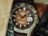 Часы для дайвинга Huckberry x Timex Deepwater Reef 200 с коричневым циферблатом, корпусом из нержавеющей стали, чёрным безелем и ремешком того же коричневого цвета.