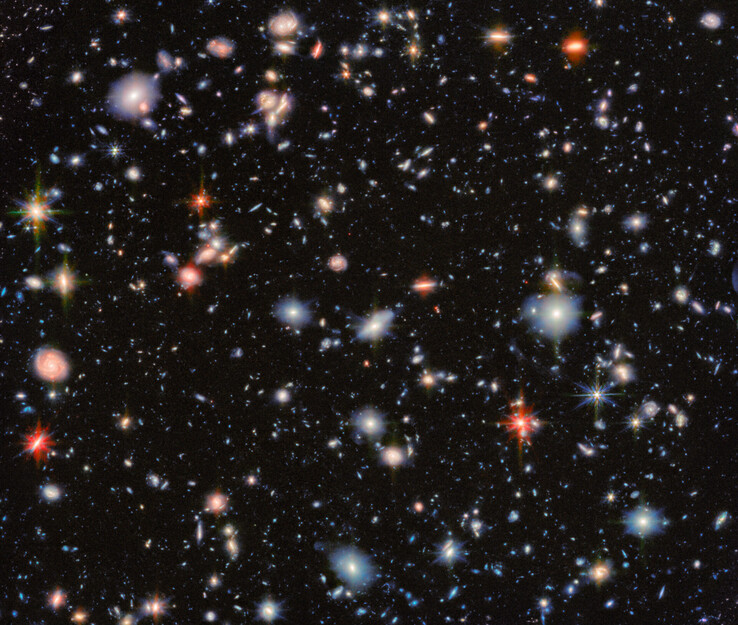Последнее и самое четкое изображение HUDF, сделанное JWST (Источник изображения: NASA, ESA и CSA)