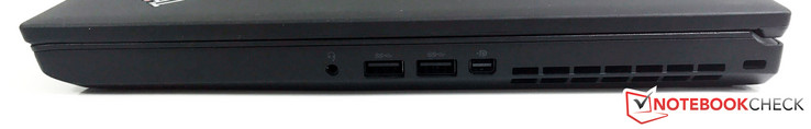 Правая сторона: комбинированный аудио разъем, 2 порта USB 3.0, Mini-DisplayPort 1.2a