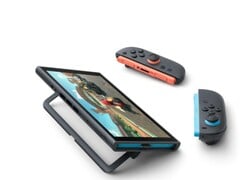 Nintendo Switch 2 на подставке с отсоединенными контроллерами Joy-Con.