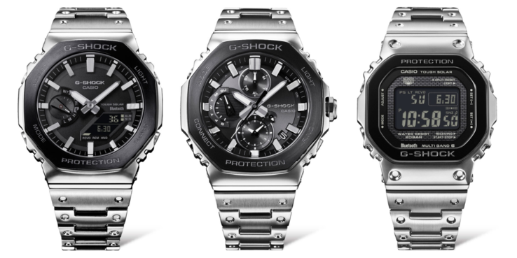Слева направо: часы Casio G-Shock GM-B2100BT-1A, GMC-B2100BT-1A и GMW-B5000BT-1. (Источник изображения: Casioblog)