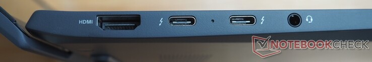 Левая сторона: HDMI, 2x USB-C 4 (Thunderbolt 4, DisplayPort, Power Delivery), аудио разъем