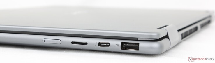 Справа: Кнопка питания, устройство чтения MicroSD, USB-C 4.0/ Thunderbolt 4, DisplayPort 2.1 + Power Delivery 3.0, USB-A 3.2 Gen. 1