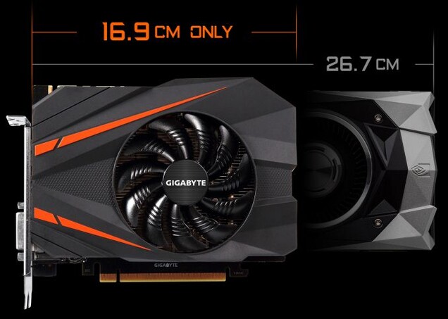 А как насчет GTX 1080 размера ITX, которые вписывались в сборки, о которых Vega 64 не могла даже мечтать? Помним ли мы их? (Изображение: Gigabyte)