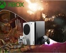Предстоящие эксклюзивные игры для Xbox — «Gears of War: E-Day» и «Clockwork Revolution» — с консолями Xbox Series и логотипом.