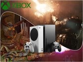 Предстоящие эксклюзивные игры для Xbox — «Gears of War: E-Day» и «Clockwork Revolution» — с консолями Xbox Series и логотипом.