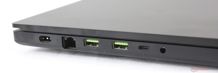 Левая сторона: разъем питания, 2.5 Гбит/с Ethernet, 2x USB 3.2 Gen. 2, USB-C 3.2 Gen. 2, комбинированный аудио разъем