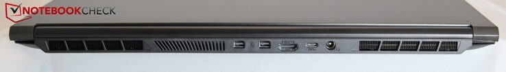 Задняя сторона: 2x Mini DisplayPort 1.4 (G-SYNC), 1x HDMI 2.0 (HDCP 2.2), 1x USB-C 3.2 Gen 2 (без DisplayPort и Power Delivery), разъем питания