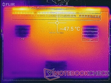 Нагрев под нагрузкой, днище ноутбука