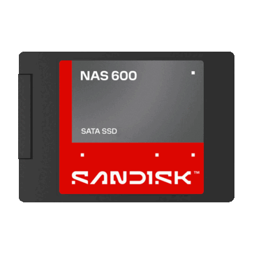 Твердотельный накопитель SanDisk NAS 600 форм-фактора 2,5 дюйма с интерфейсом SATA и красно-серой этикеткой
