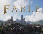 Логотип Fable на фоне мира Альбиона