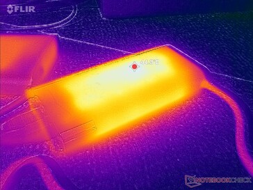 Адаптер переменного тока достигает температуры более 44 C при работе с высокими нагрузками
