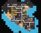 Развитый остров в игре «Clicky Islands», на котором представлены растениеводство, автоматизированные циклы добычи ресурсов, задания для юнитов и причальная инфраструктура.