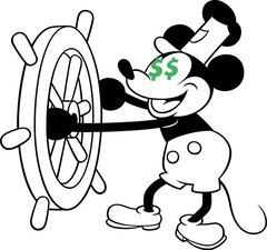 Disney снова повышает цены на свои потоковые сервисы - всего через год после последнего повышения цен. Микки Маус на фотографии. (Изображение: Steamboat Willy от Disney [в общественном достоянии] с правками)