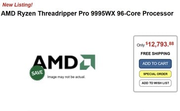 Листинг Provantage для Ryzen Threadripper PRO 9995WX. (Источник изображения: Provantage via VideoCardz)