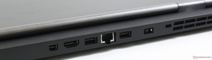 Задняя сторона: DisplayPort 1.4, HDMI 2.0, 2x USB 3.1 Gen. 1, гигабитный Ethernet, разъем питания, слот для замка Kensington