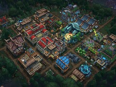 Изображение, показывающее здания в игре Against the Storm.