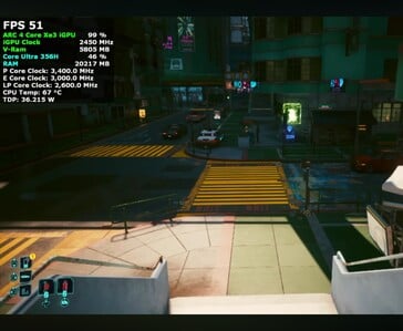 Cyberpunk 2077 работает на мини-ПК Intel Core Ultra 7 356H при 51 FPS